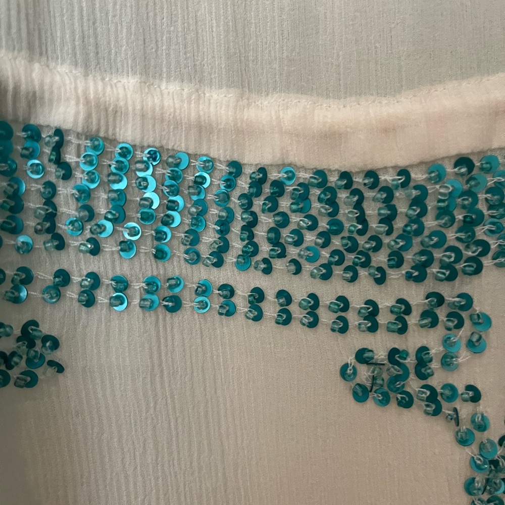 Calypso Beaded White tunic  cover up - Picture 4 of 9